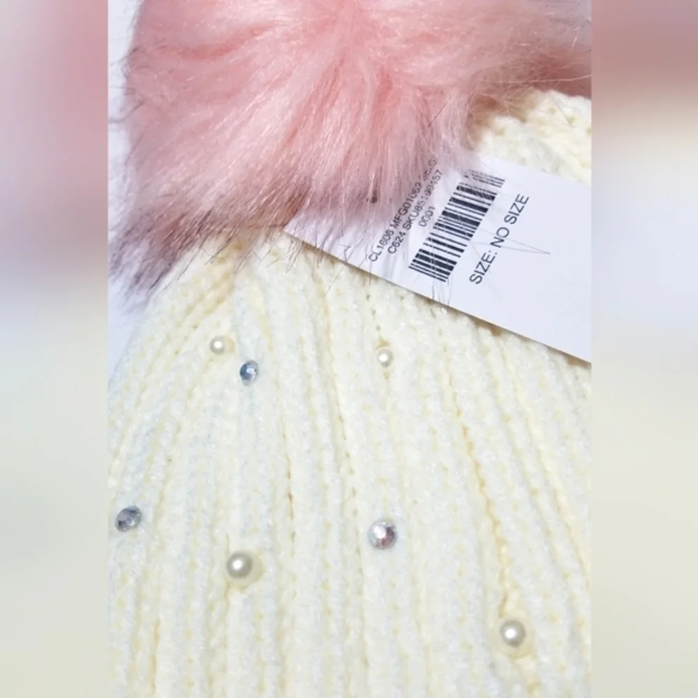 Justice Pearly Rhinestone Pom-Pom Scully Hat